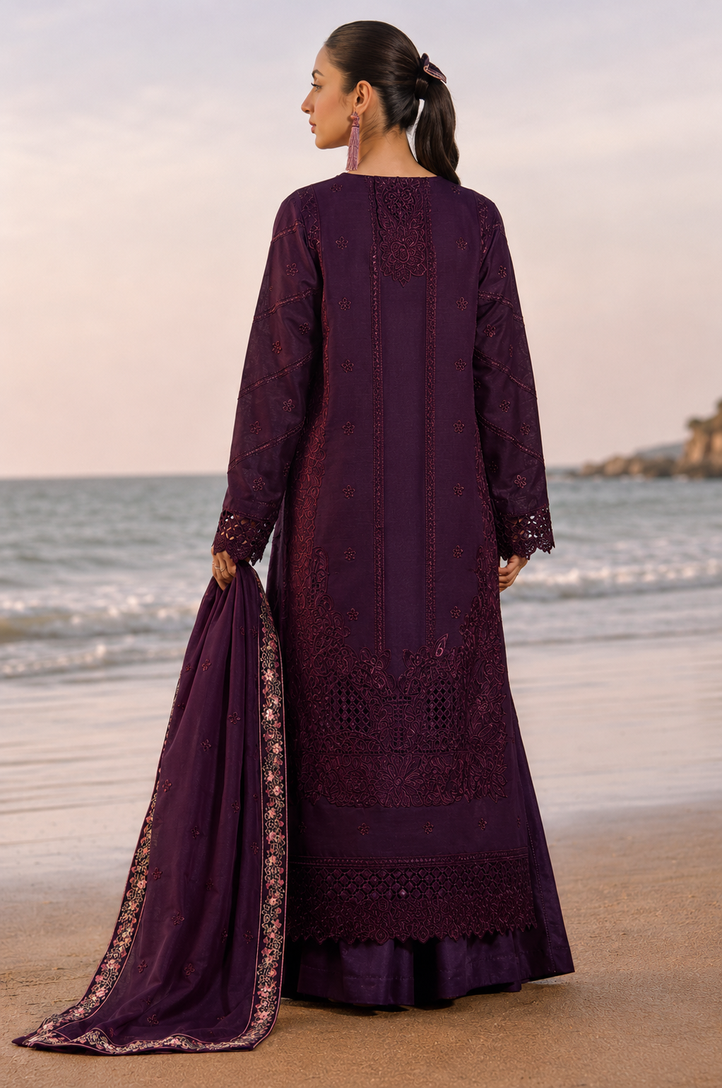 Women’s Royal Purple Embroidered Lawn Suit