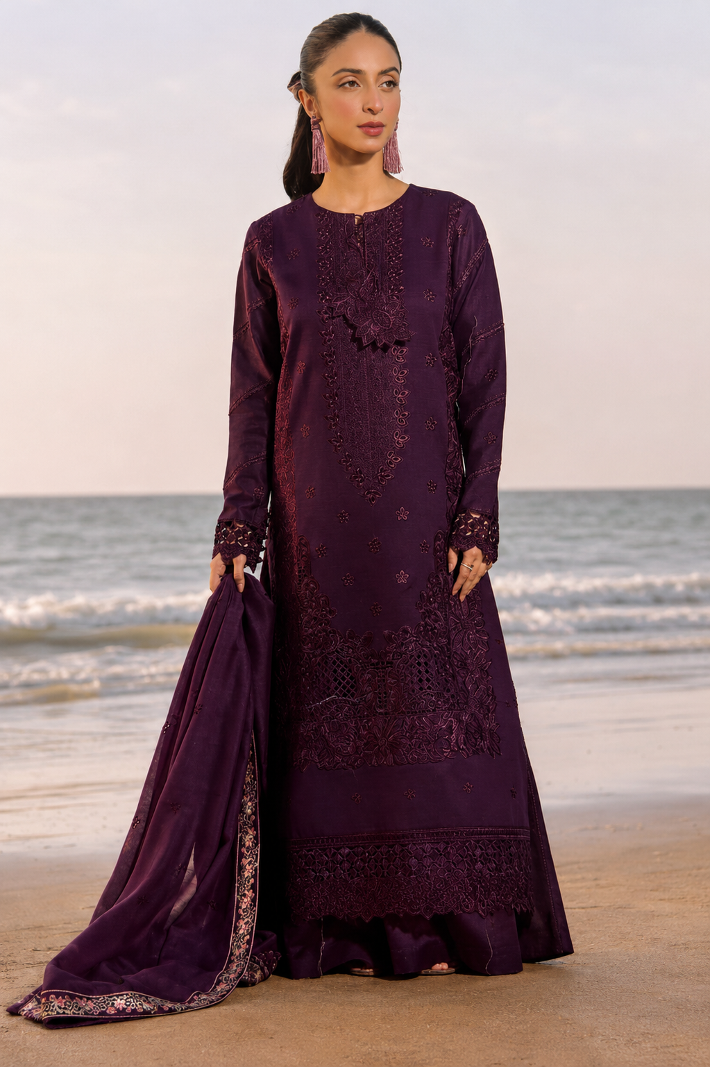 Women’s Royal Purple Embroidered Lawn Suit