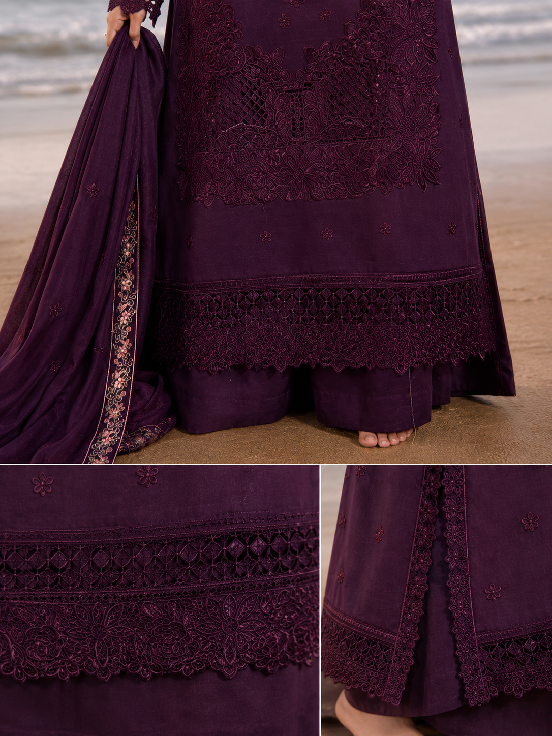Women’s Royal Purple Embroidered Lawn Suit