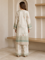 Off-White Floral Linen 2-Piece Co-Ord Set