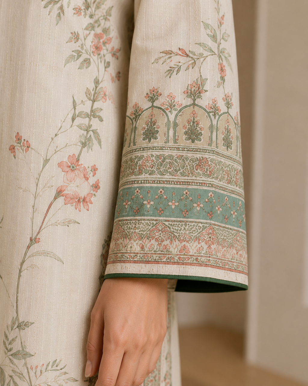 Off-White Floral Linen 2-Piece Co-Ord Set