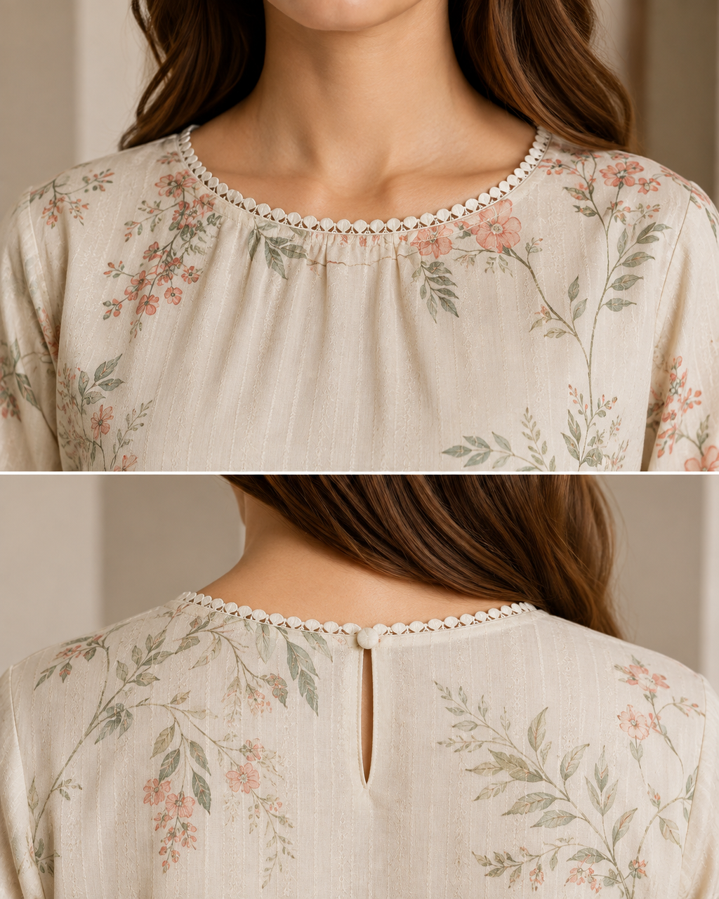 Off-White Floral Linen 2-Piece Co-Ord Set